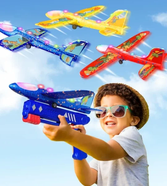 Airplane Launcher Gun Toy For Kids Aircraft Shooting Gun Toy Cool Outside Flying